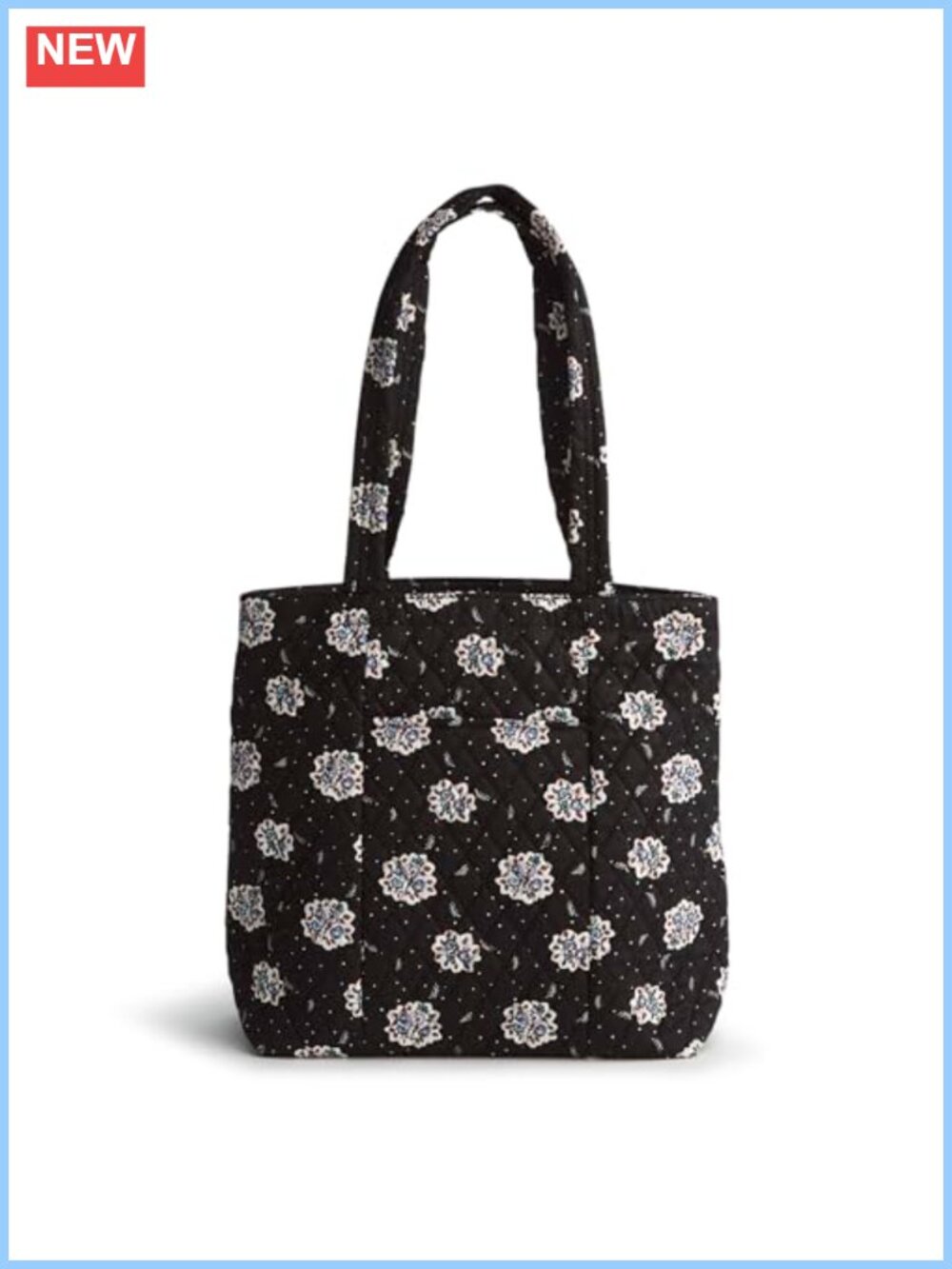 Quilted Cotton Tote Bag with Zip Closure, Machine Washable Handbag with Pockets